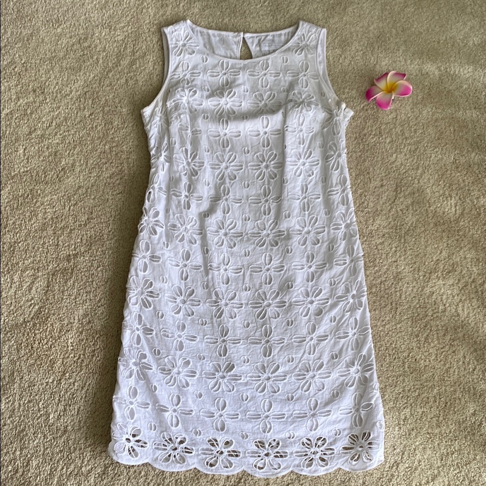 Charter Club White Floral Eyelet Dress, 8P